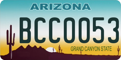 AZ license plate BCC0053