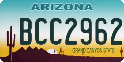 AZ license plate BCC2962