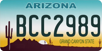 AZ license plate BCC2989