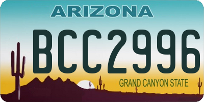 AZ license plate BCC2996