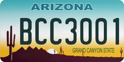 AZ license plate BCC3001