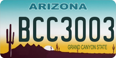 AZ license plate BCC3003