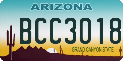 AZ license plate BCC3018