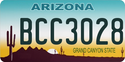 AZ license plate BCC3028