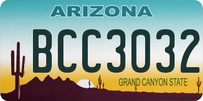 AZ license plate BCC3032