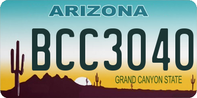 AZ license plate BCC3040