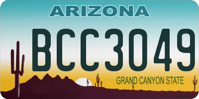 AZ license plate BCC3049