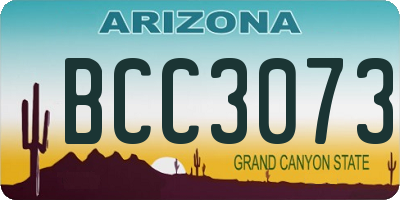 AZ license plate BCC3073