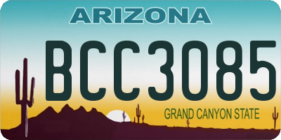 AZ license plate BCC3085