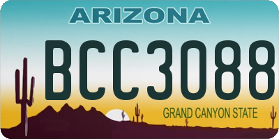 AZ license plate BCC3088