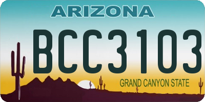 AZ license plate BCC3103