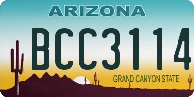 AZ license plate BCC3114