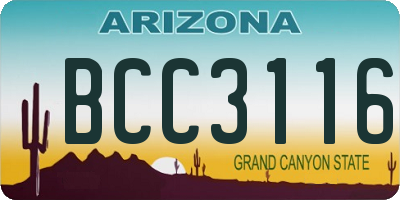 AZ license plate BCC3116