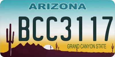 AZ license plate BCC3117