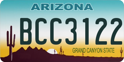 AZ license plate BCC3122