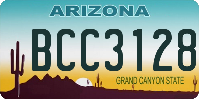 AZ license plate BCC3128