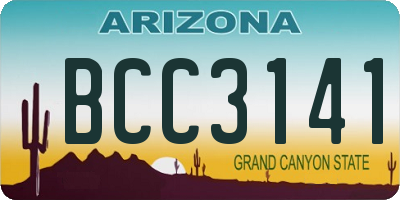 AZ license plate BCC3141