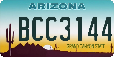 AZ license plate BCC3144