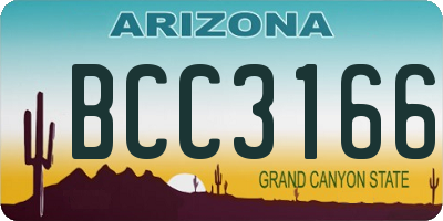 AZ license plate BCC3166