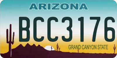 AZ license plate BCC3176