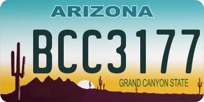 AZ license plate BCC3177