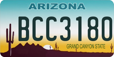 AZ license plate BCC3180