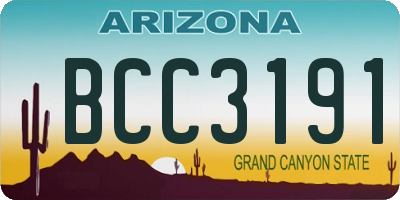 AZ license plate BCC3191