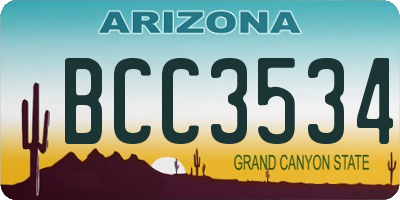 AZ license plate BCC3534