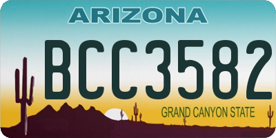 AZ license plate BCC3582