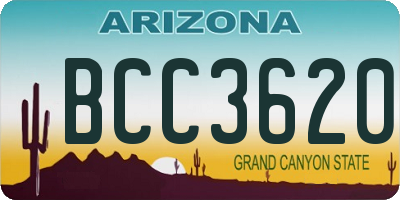 AZ license plate BCC3620