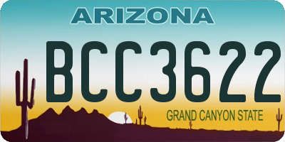 AZ license plate BCC3622