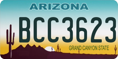 AZ license plate BCC3623