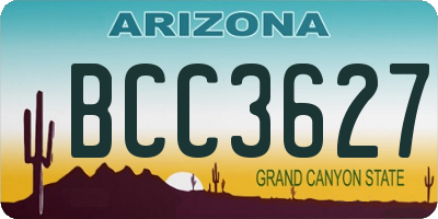 AZ license plate BCC3627