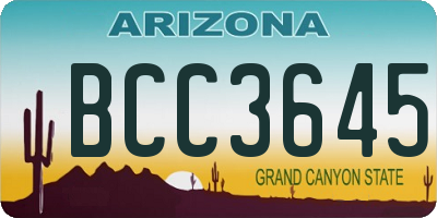 AZ license plate BCC3645