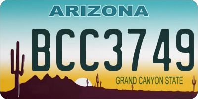 AZ license plate BCC3749