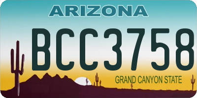 AZ license plate BCC3758