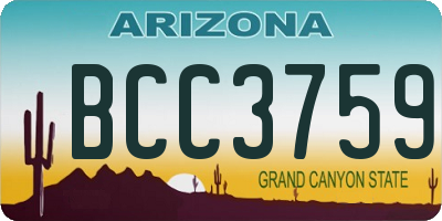 AZ license plate BCC3759