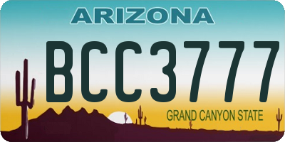 AZ license plate BCC3777