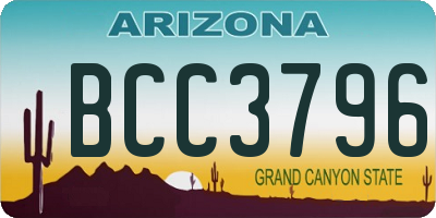 AZ license plate BCC3796