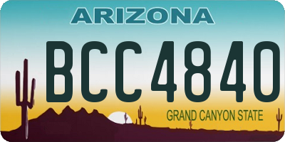 AZ license plate BCC4840