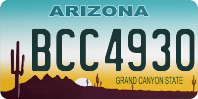 AZ license plate BCC4930