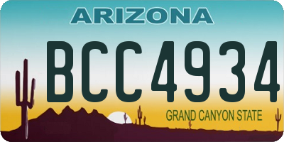 AZ license plate BCC4934