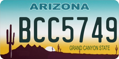 AZ license plate BCC5749