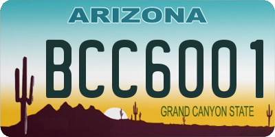 AZ license plate BCC6001