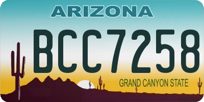 AZ license plate BCC7258