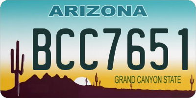 AZ license plate BCC7651