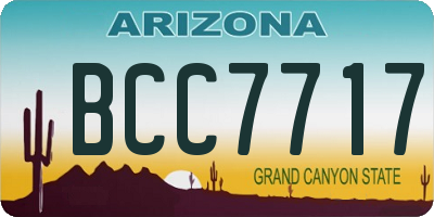 AZ license plate BCC7717