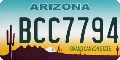 AZ license plate BCC7794