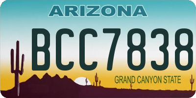 AZ license plate BCC7838