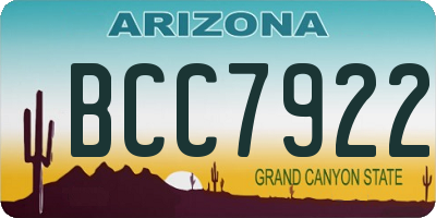 AZ license plate BCC7922